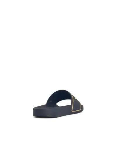 Versace Black Sandals With Logo Printed On The Front In Multi