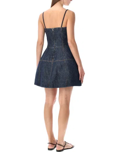 Fendi Ff Denim Dress Fitted Bodice Straps In Multi