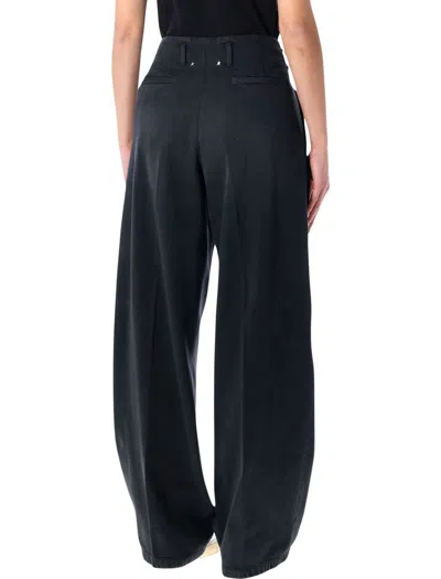 Golden Goose Wide Leg Denim Trousers Pleats Pockets In Black