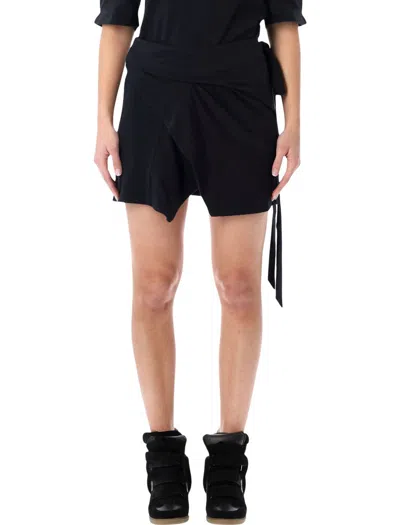 Isabel Marant Étoile Bernenice Wrap Skirt Asymmetric Hem Tie In Black
