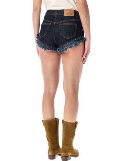 Isabel Marant Étoile Eneidala Denim High Waist Shorts Pockets In Blue