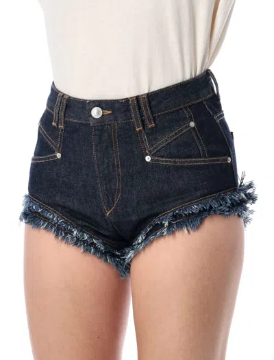 Isabel Marant Étoile Eneidala Denim High Waist Shorts Pockets In Blue