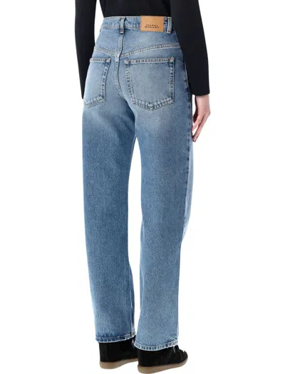 Isabel Marant Étoile Dromie Denim Trousers Contrast Stitching Design In Blue