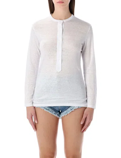 Isabel Marant Étoile Lucy Serafino Long Sleeve Sheer Top In White