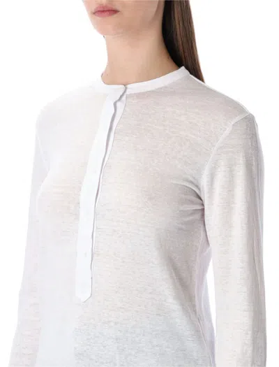 Isabel Marant Étoile Lucy Serafino Long Sleeve Sheer Top In White