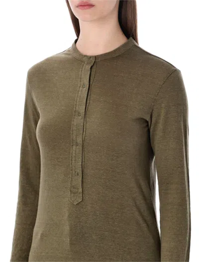 Isabel Marant Étoile Lucy Serafino Long Sleeves Round Neck Tshirt In Green