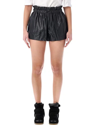 Isabel Marant Étoile Naline Eco Leather Shorts Side Pockets In Black