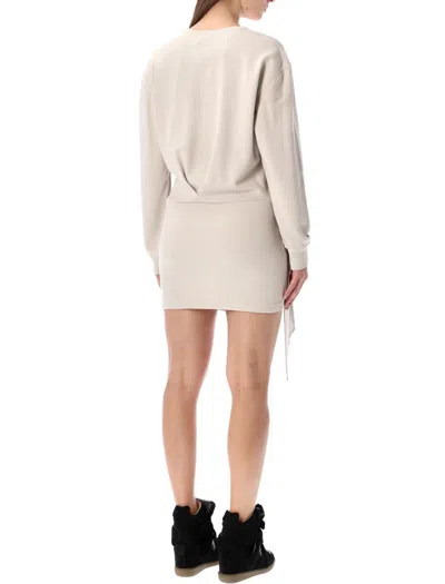 Isabel Marant Étoile Zae Fleece Dress Draped Knot Long Sleeves In Sand
