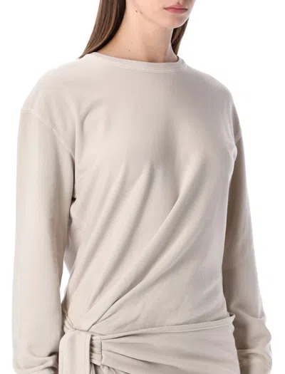 Isabel Marant Étoile Zae Fleece Dress Draped Knot Long Sleeves In Sand