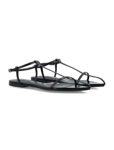 Jil Sander Leather Sandals Flat Sole Pointed Toe In Multi