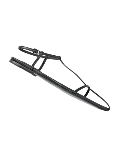Jil Sander Leather Sandals Flat Sole Pointed Toe In Multi