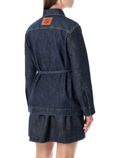 Fendi Go-to Denim Shirt Jacket With Quilted Ff Motif Clothing In Multi