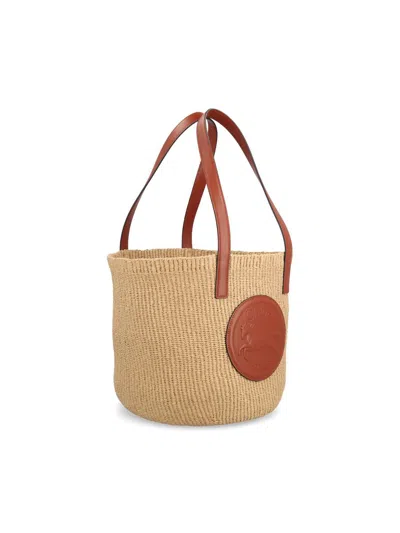 Chloé Horse Medallion Paper Bucket Bag In Sepia Brown