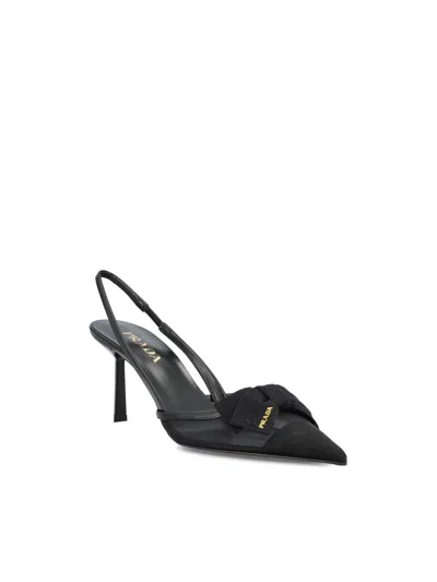 Prada Mesh Slingback Pumps Featuring Bow Detail In Multi
