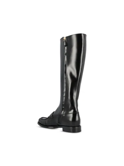 Prada Knee-high Leather Boots Glossy Finish In Multi