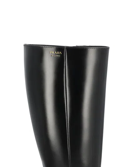 Prada Knee-high Leather Boots Glossy Finish In Multi