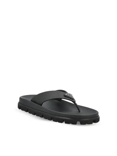 Prada Eva Slides With Triangle Logo In Black