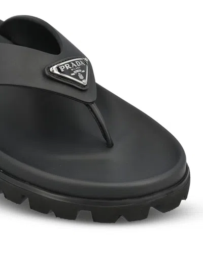 Prada Eva Slides With Triangle Logo In Black