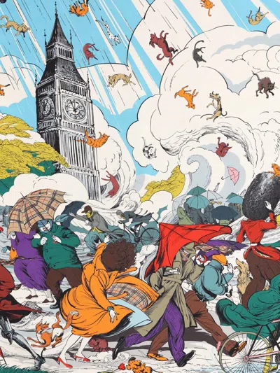 Burberry Women Raining Cats And Dogs Silk Scarf In Green