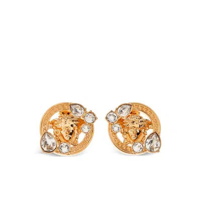 Versace Medusa Crystal-embellished Earrings In Gold