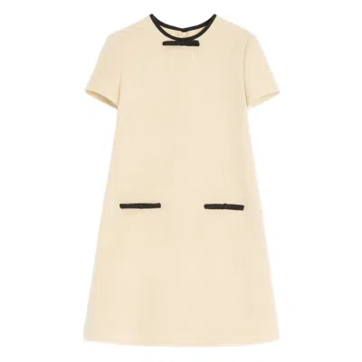 Valentino Bow Detail Virgin Wool Blend Tweed Minidress In Animal Print