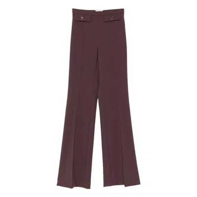 Elisabetta Franchi Burgundy Double Crepe Trousers In Brown