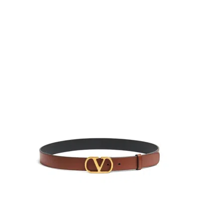Valentino Garavani Vlogo Signature Deep Caramel Belt Women In Brown