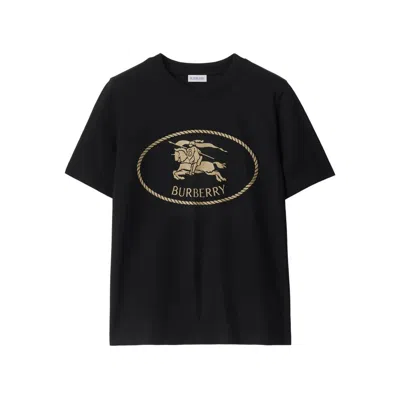 Burberry Black T-shirt With Equestrian Knight Design