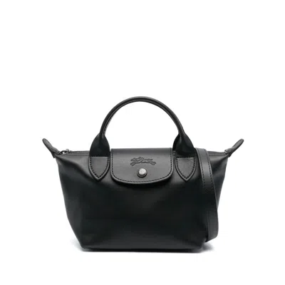 Longchamp Extra Small Le Pliage Xtra Leather Top Handle Bag In Black