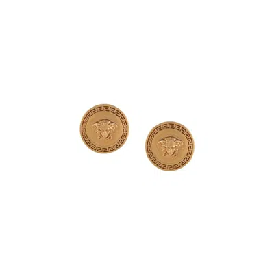Versace Tribute Medusa Stud Earrings In Gold