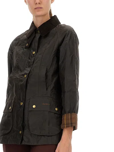 Barbour Buttoned Waxed Jacket In Black