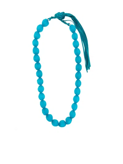 Issey Miyake Shibori Necklace In Blue