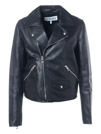Pre-owned Loewe 2010-2020s Leather Jacket In Black