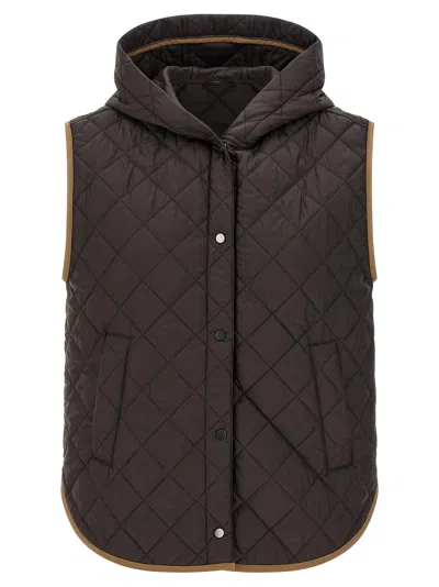 Brunello Cucinelli Padded Vest Gilet Gray In Brown