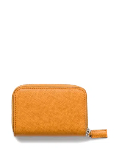 Prada Around-zip Logo Wallet In Yellow