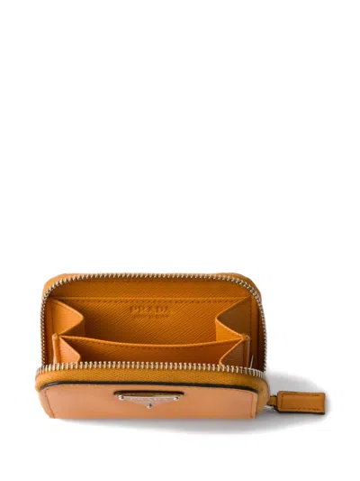 Prada Around-zip Logo Wallet In Yellow