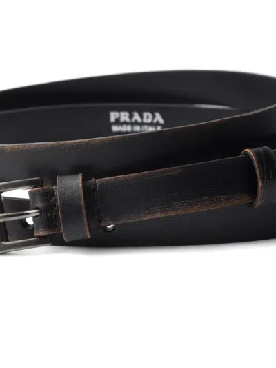 Prada Leather Belt In Black