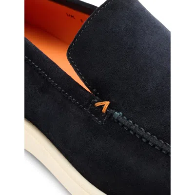 Santoni Mocassini Botanist In Pelle Scamosciata Blu Navy  Uomo In Multi