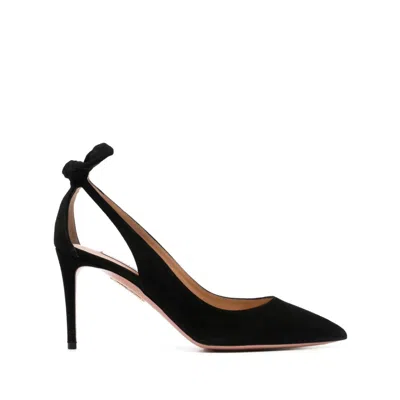 Aquazzura Suede Bow Stiletto Pumps In Black