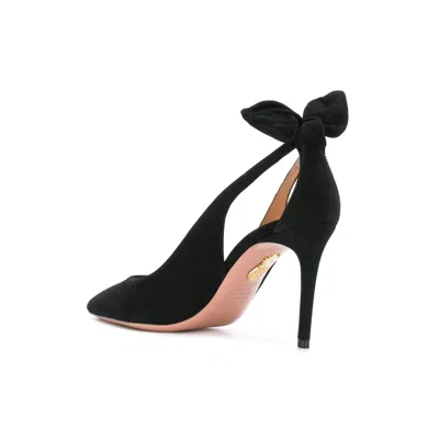 Aquazzura Suede Bow Stiletto Pumps In Black