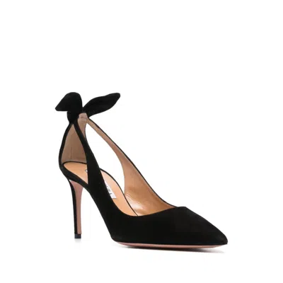 Aquazzura Suede Bow Stiletto Pumps In Black