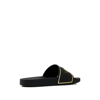 Versace Black Sandals With Logo Printed On The Front