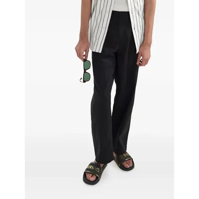 Versace Black Sandals With Logo Printed On The Front