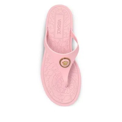 Versace Alia Medusa Rubber Thong Sandals In Pink