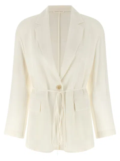 Brunello Cucinelli Silk Blazer Blazers Beige In White