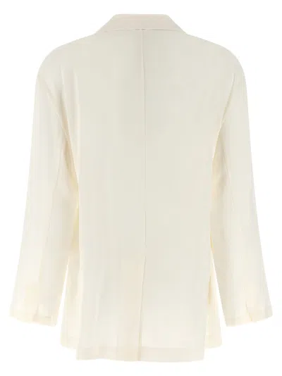 Brunello Cucinelli Silk Blazer Blazers Beige In White
