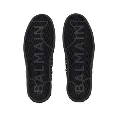 Balmain Monogram Jacquard B-court Trainers In Black