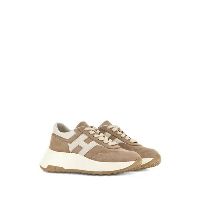 Hogan Brown Logo Sneakers In Brown