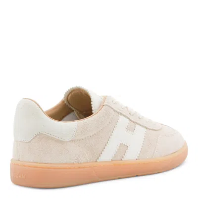 Hogan Patch Logo Suede Trainers In Nude