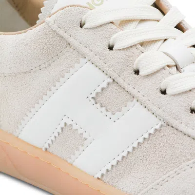 Hogan Patch Logo Suede Trainers In Nude